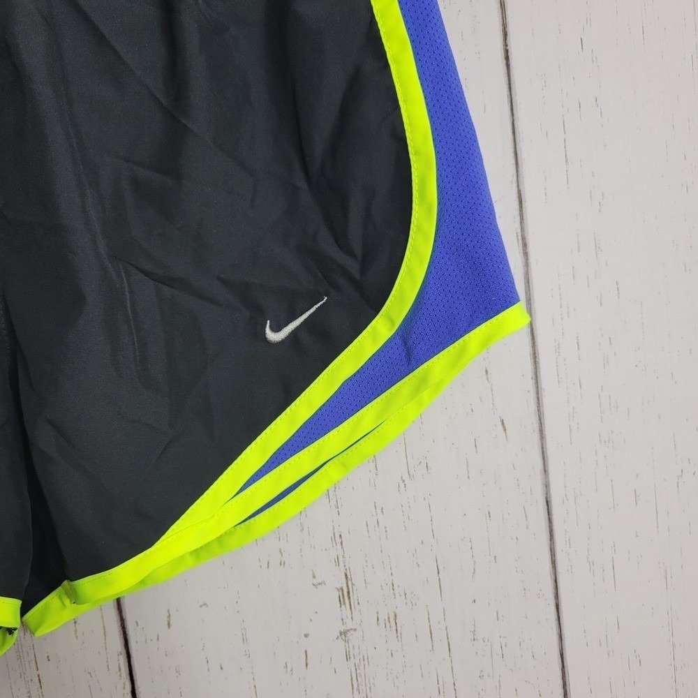 Nike Dri-Fit Running Shorts XS Black Neon Yellow Purple Tempo Athletic Sporty - Picture 3 of 9